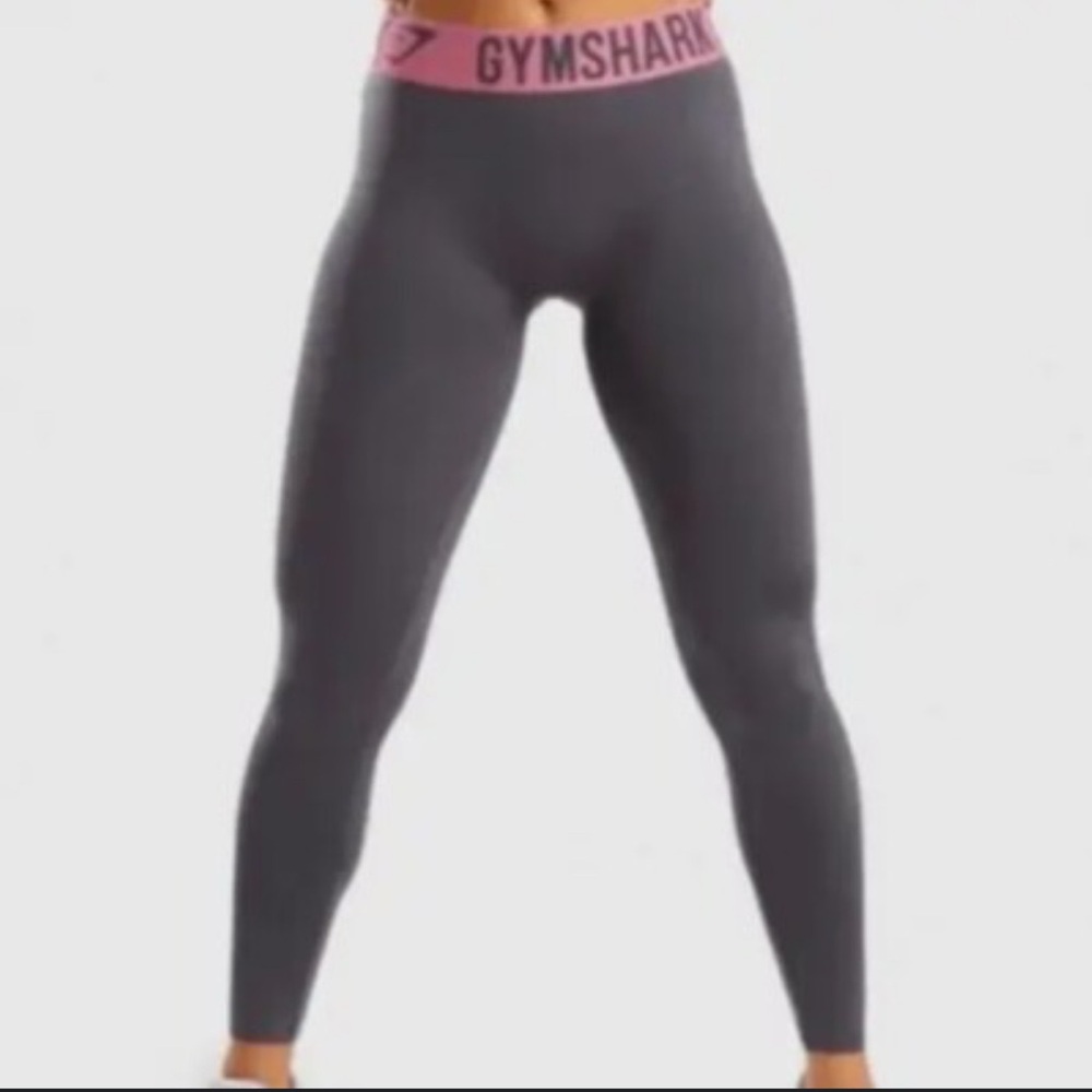 Gymshark Charcoal and Pink elastic band Leggings